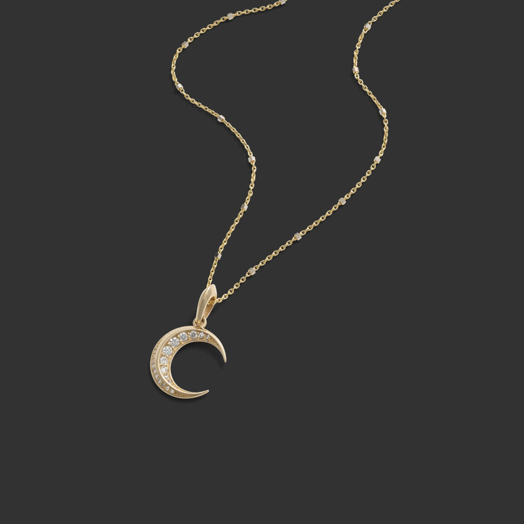 Diamond Twisted Moon Necklace