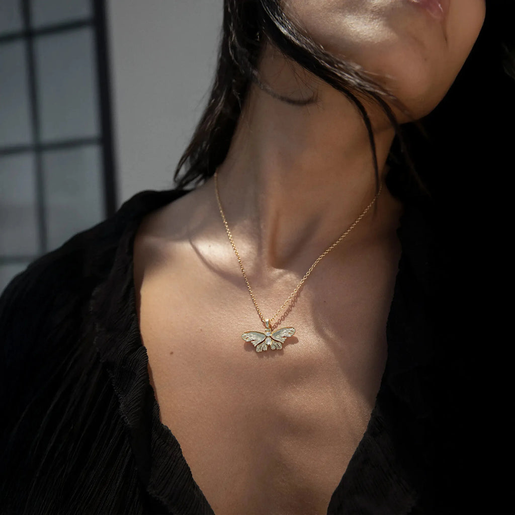 Moonstone Moth Necklace