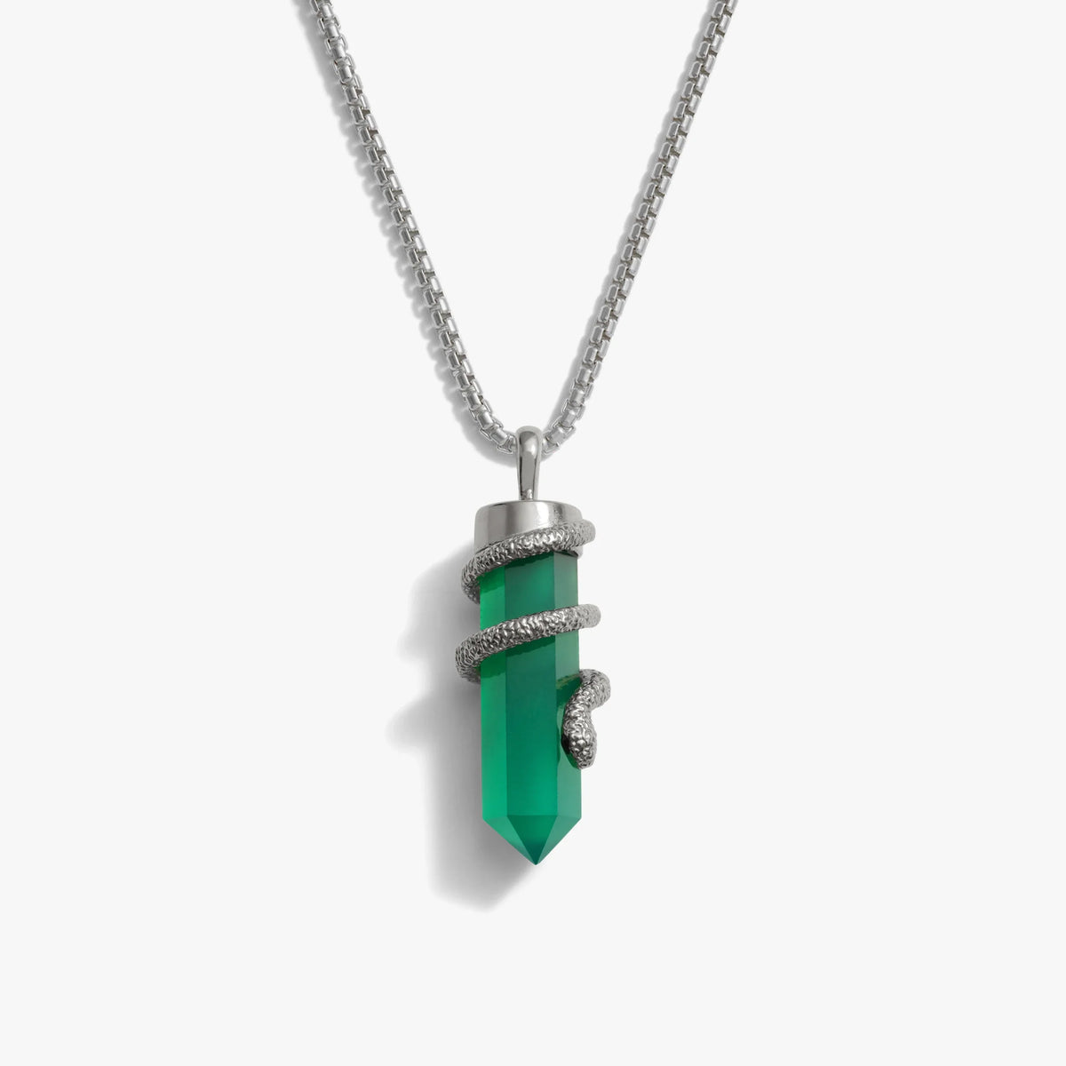 Men's Green Onyx Crystal Snake Necklace