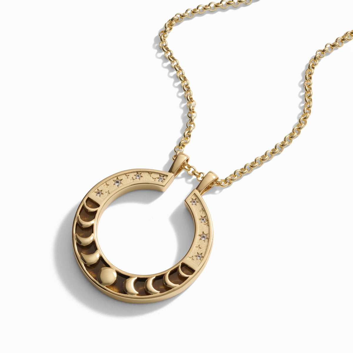 Tiger's Eye Moon Phase Halo Necklace