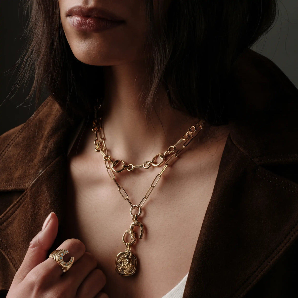 White Horse Charm Lariat