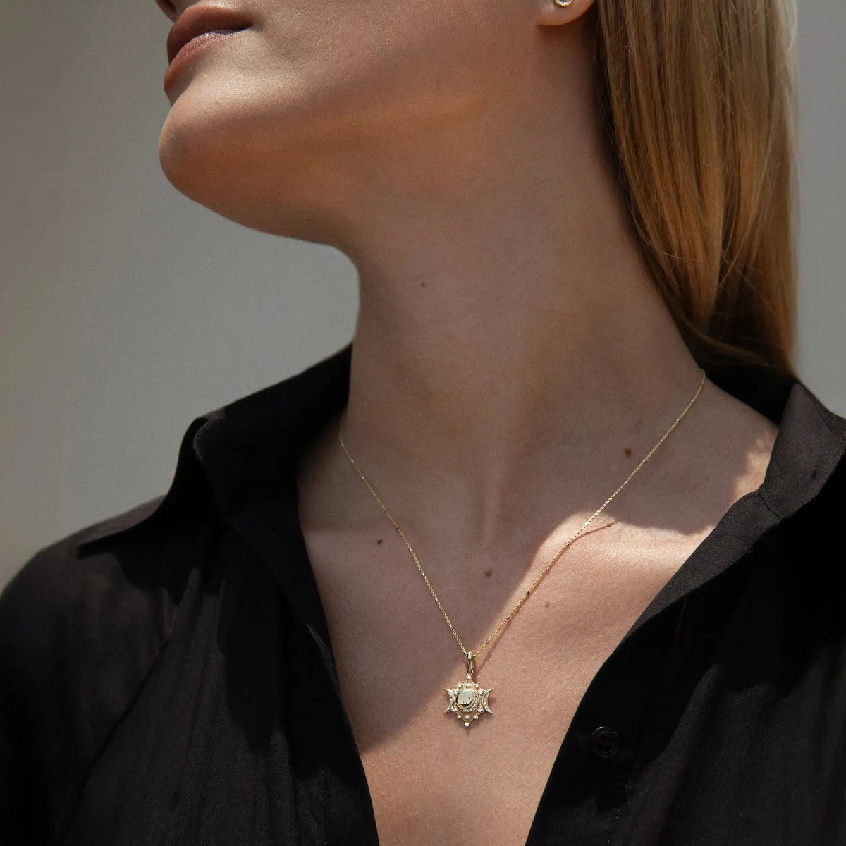 Diamond Triple Moon Necklace