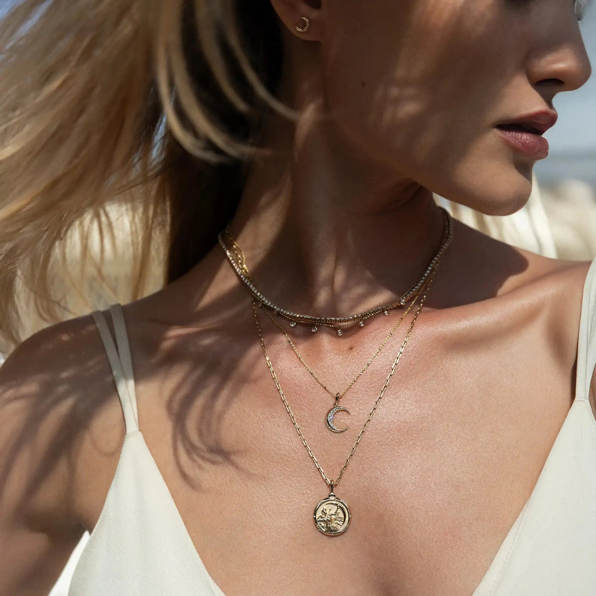 Diamond Twisted Moon Amulet