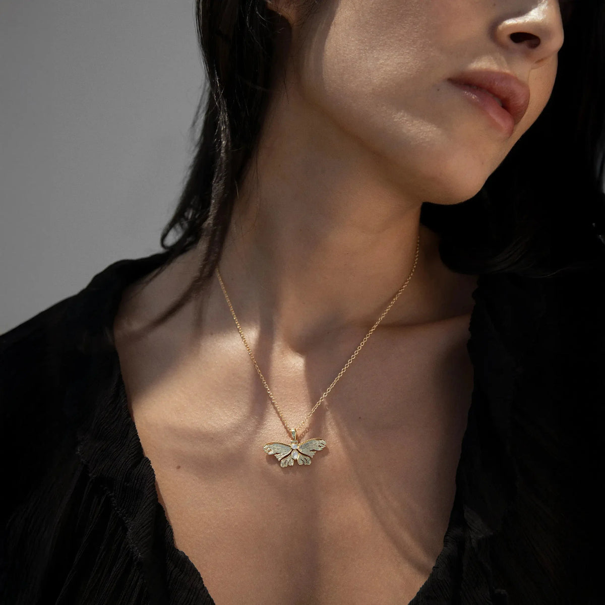 Moonstone Moth Charm