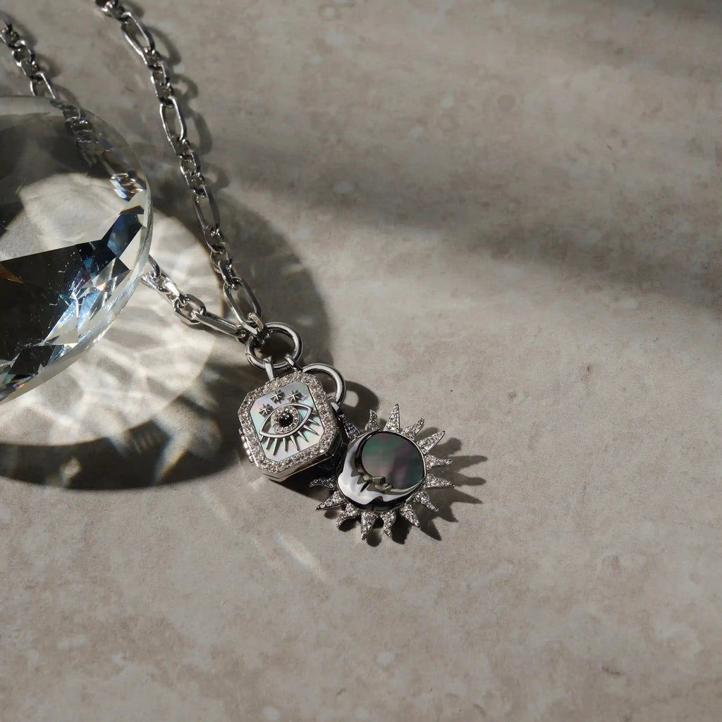 Sun & Moon Black Mother of Pearl Necklace