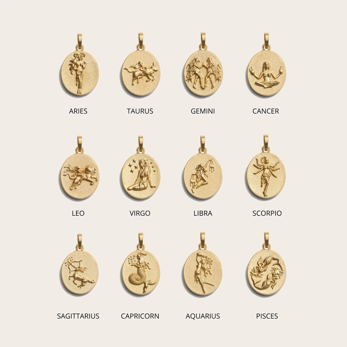 Zodiac Goddess Pendant + Mini Paperclip Chain