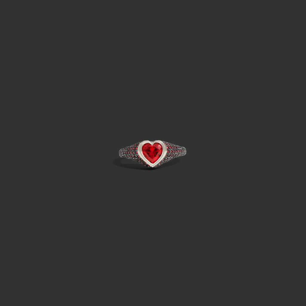 Pavé Heart Gemstone Ring