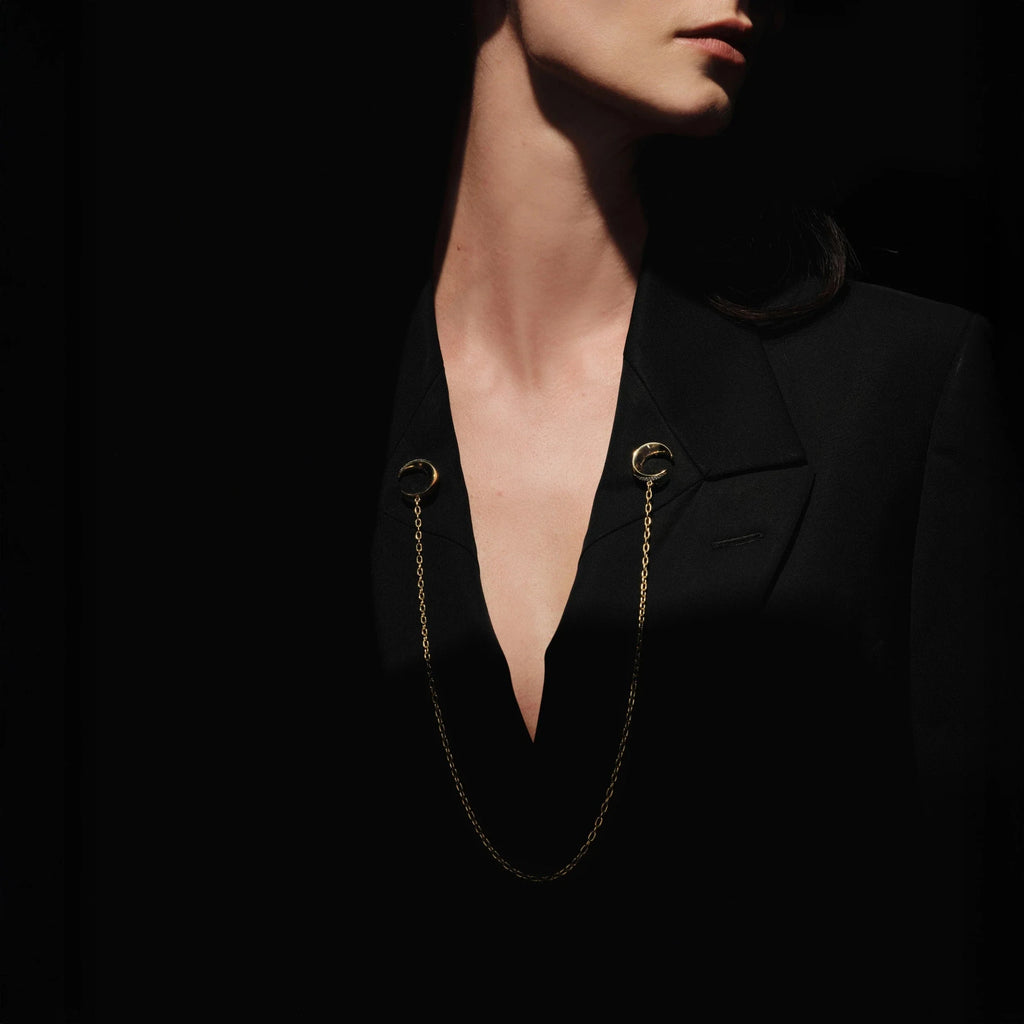 Double Crescent Moon Brooch